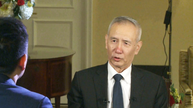Chinese Vice Premier Liu He in conversation with CGTN's Wang Guan.