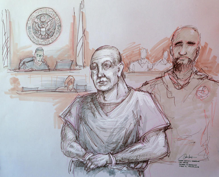 courtroom sketch of Cesar Sayoc