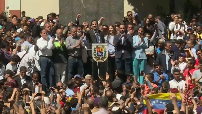 Venezuelan President Maduro and rival Guaido give dual speeches in Caracas