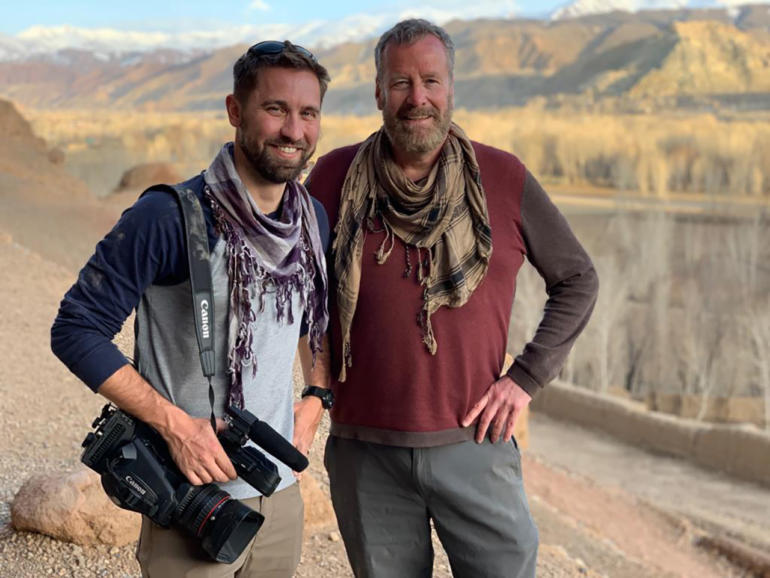 Sean Callebs (R) and Andrew Smith (L) in Afghanistan, March 2019.