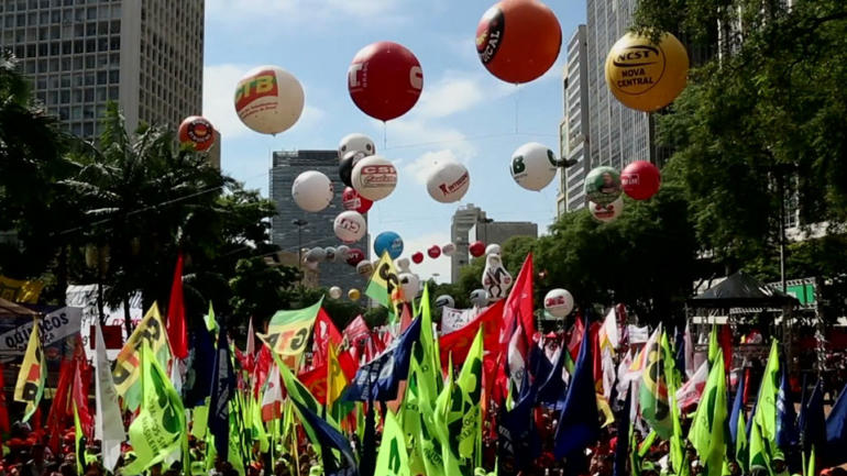 Brazilian labor unions protest government policies on May Day
