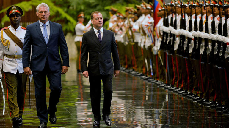 Russian Prime Minister Dmitry Medvedev visits Havana