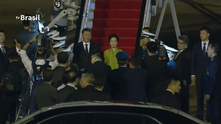 Xi Jinping arrives in Brazil for BRICS summit