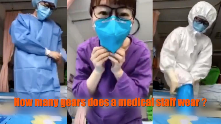 How many pieces of protective gear do medical staff wear?
