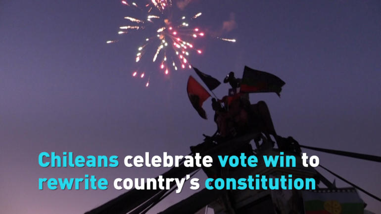 Chileans celebrate vote win to rewrite country’s constitution