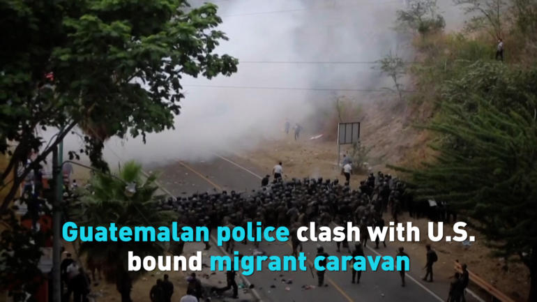Guatemalan police clash with U.S. bound migrant caravan