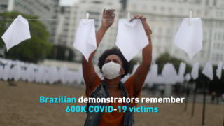 Brazilian demonstrators remember 600K COVID-19 victims