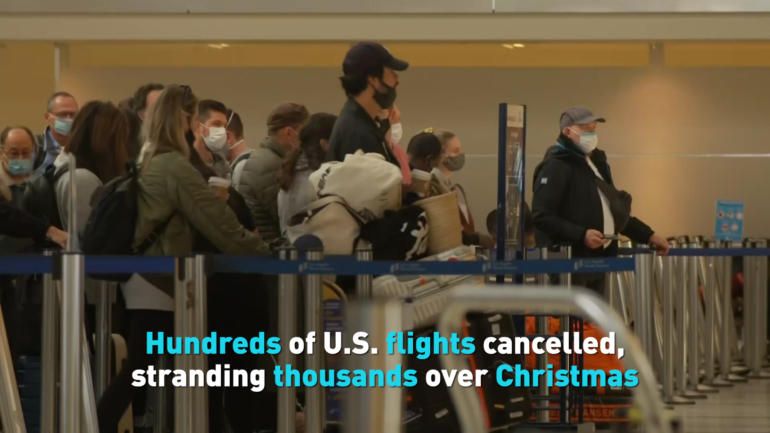 Hundreds of U.S. flights cancelled, stranding thousands over Christmas