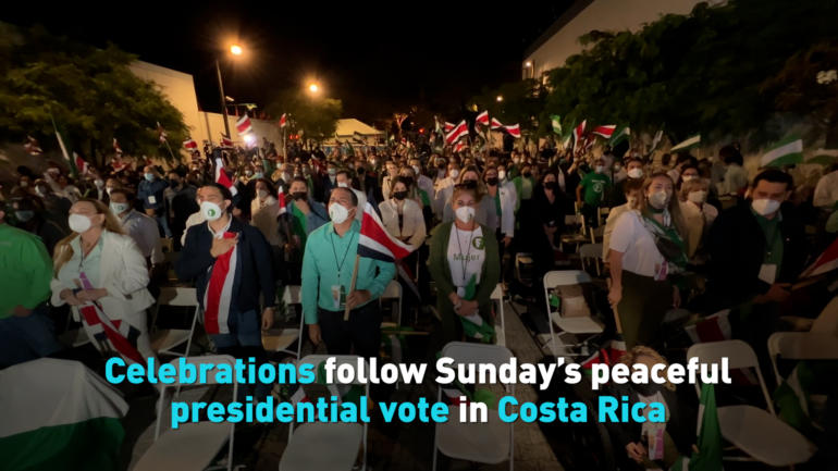 Celebrations follow Sunday’s peaceful presidential vote in Costa Rica