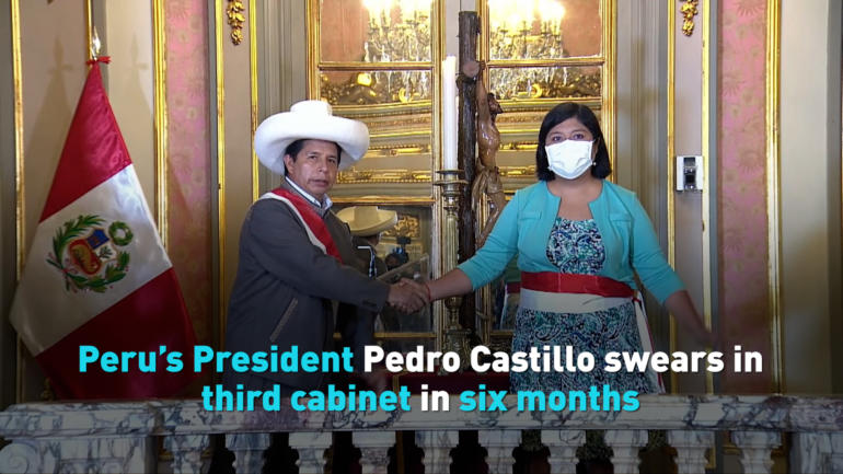 Peru’s President Pedro Castillo swears in third cabinet in six months