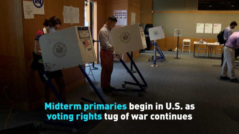 Midterm primaries begin in U.S. as voting rights tug of war continues