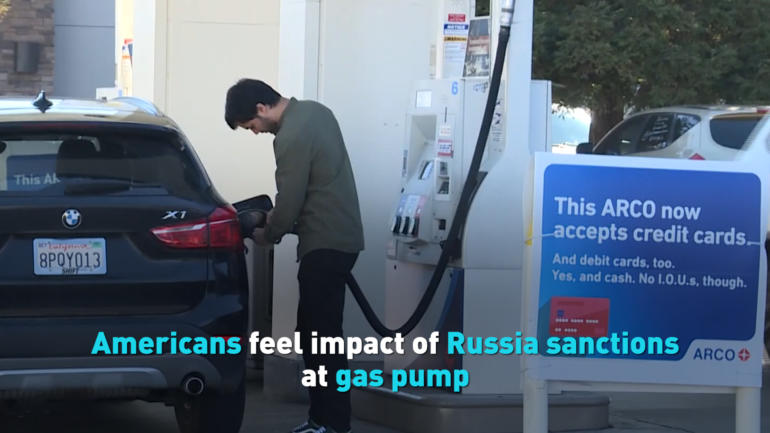 Americans feel impact of Russia sanctions at gas pump