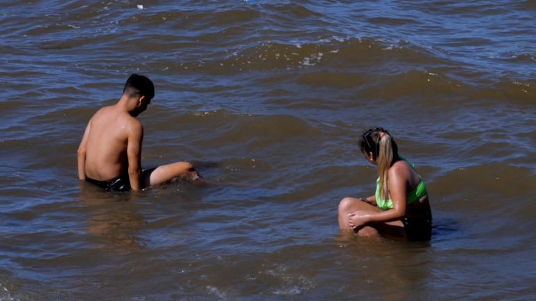 Two bathers in Rio De La Plata.
