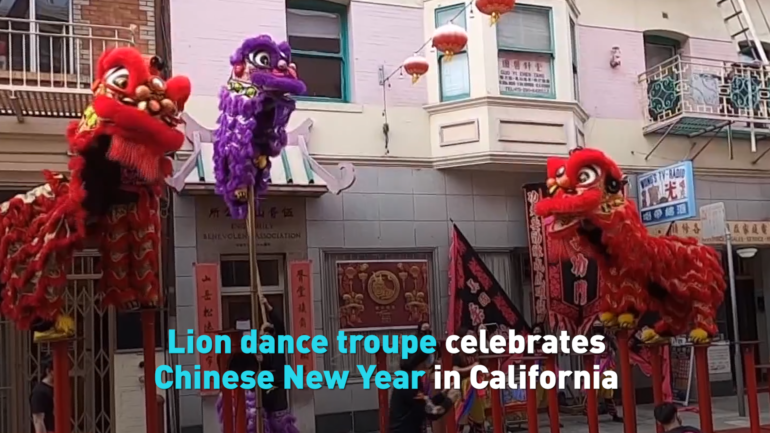 Lion dance troupe celebrates Chinese New Year in California