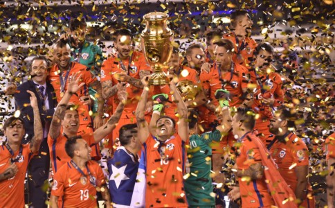 Chile team celebrates Copa victory