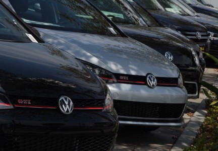 Volkswagen cars in a LA dealership