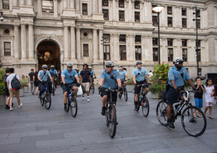 Police patrol on bicycles