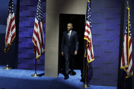 President Barack Obama takes the stage