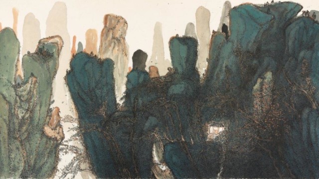Zhu Daoping, Paisaje Maravilloso / 2014 / Tinta y color sobre papel
96 × 179 cm. Zhu Daoping, Paisaje Maravilloso