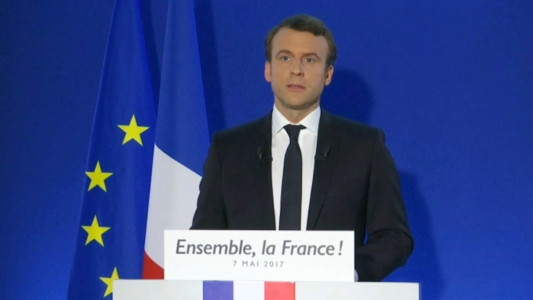 In this image taken from video footage, incoming French president Emmanuel Macron speaks after his victory in presidential runoff, at his campaign headquarters in Paris, Sunday, May 7, 2017. French voters elected centrist Emmanuel Macron as the country’s youngest president ever on Sunday, delivering a resounding victory to the unabashedly pro-European former investment banker and strengthening France's place as a central pillar of the European Union. (AP Photo)