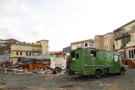 A handout picture released by the British Ministry of Defence (MOD) on September 10, 2017 shows destruction in Road Town, Tortola, British Virgin Islands left by Hurricane Irma on September 10, 2017. (AFP PHOTO / MOD / LPhoto Joel ROUSE)