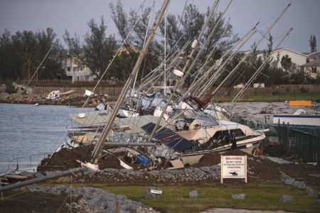 Damaged sail boats are shown in the aftermath of Hurricane Irma, Monday, Sept. 11, 2017, in the Florida Keys. (Matt McClain/The Washington Post via AP, Pool)