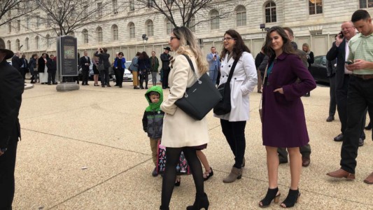 People waited in meandering lines to enter the House of Representatives on the first day of session. (Photo: Lisa Chiu)